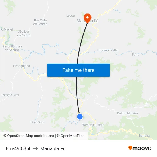 Em-490 Sul to Maria da Fé map