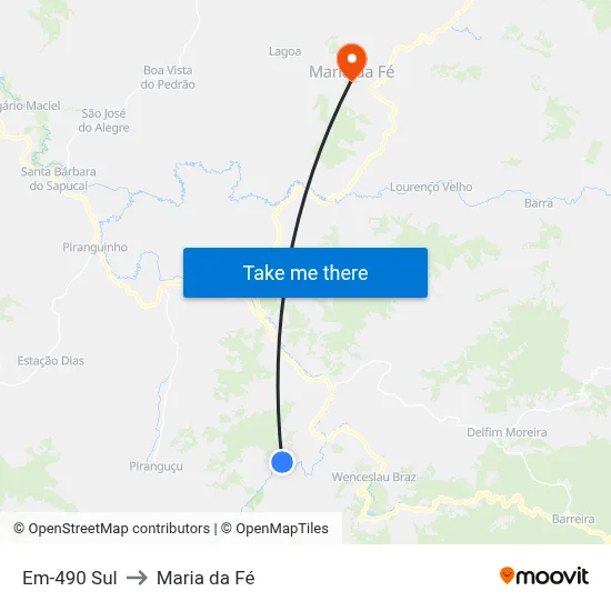 Em-490 Sul to Maria da Fé map