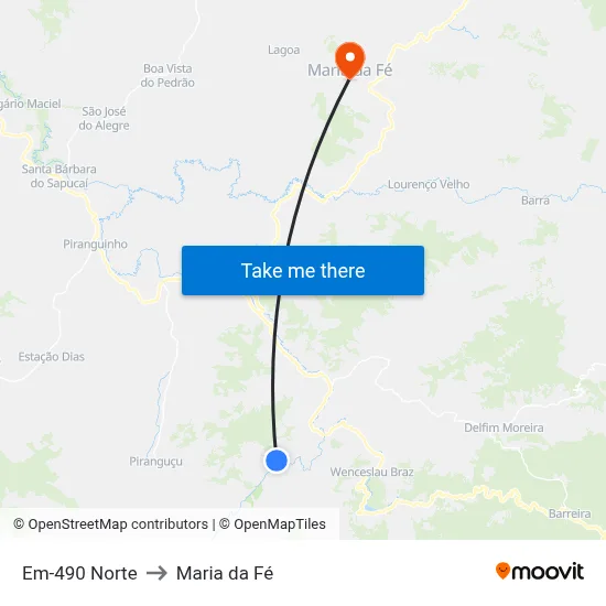 Em-490 Norte to Maria da Fé map