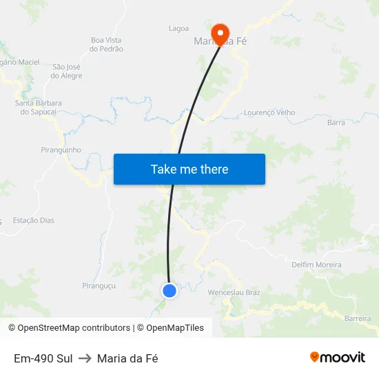Em-490 Sul to Maria da Fé map
