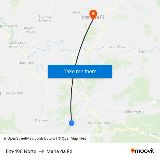 Em-490 Norte to Maria da Fé map