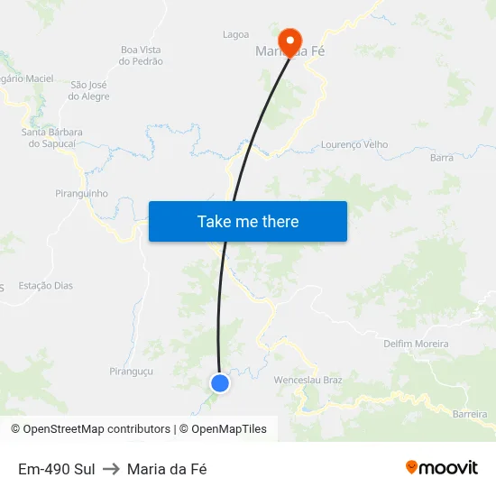 Em-490 Sul to Maria da Fé map