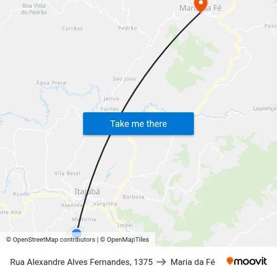 Rua Alexandre Alves Fernandes, 1375 to Maria da Fé map