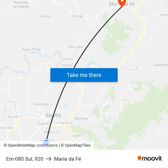 Em-080 Sul, 920 to Maria da Fé map