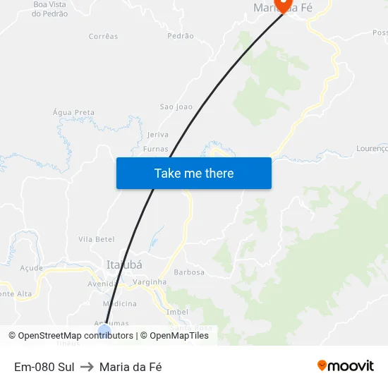 Em-080 Sul to Maria da Fé map