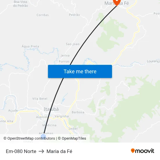 Em-080 Norte to Maria da Fé map