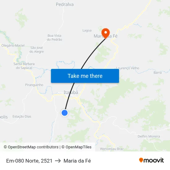 Em-080 Norte, 2521 to Maria da Fé map