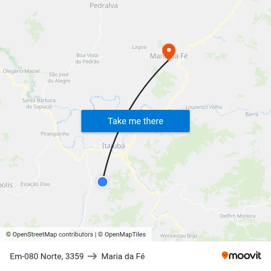 Em-080 Norte, 3359 to Maria da Fé map
