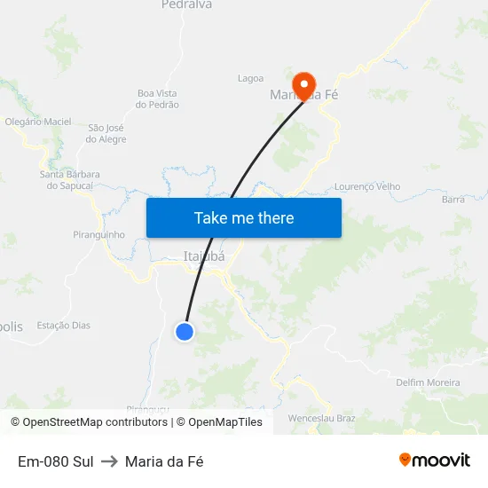 Em-080 Sul to Maria da Fé map