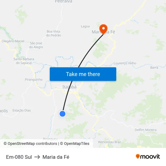 Em-080 Sul to Maria da Fé map