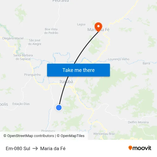 Em-080 Sul to Maria da Fé map