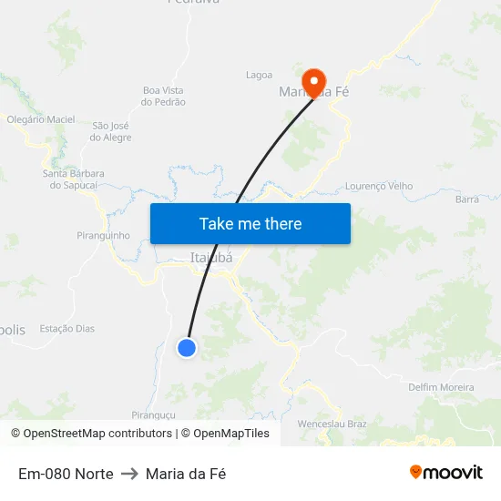 Em-080 Norte to Maria da Fé map
