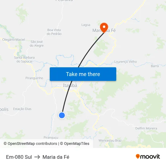Em-080 Sul to Maria da Fé map