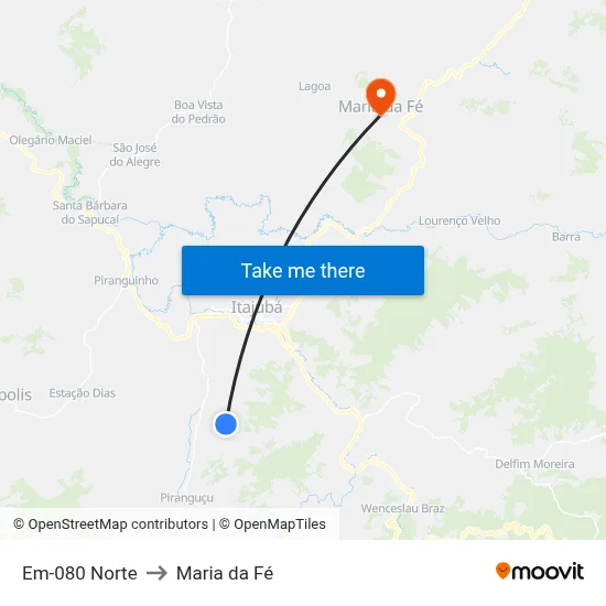 Em-080 Norte to Maria da Fé map