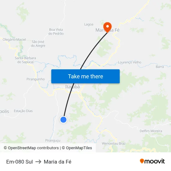 Em-080 Sul to Maria da Fé map