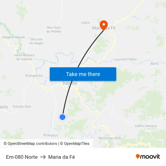 Em-080 Norte to Maria da Fé map