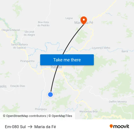 Em-080 Sul to Maria da Fé map