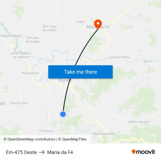Em-475 Oeste to Maria da Fé map