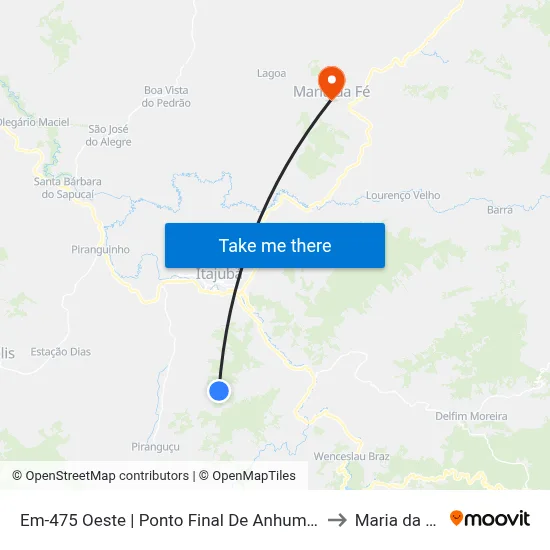 Em-475 Oeste | Ponto Final De Anhumas to Maria da Fé map