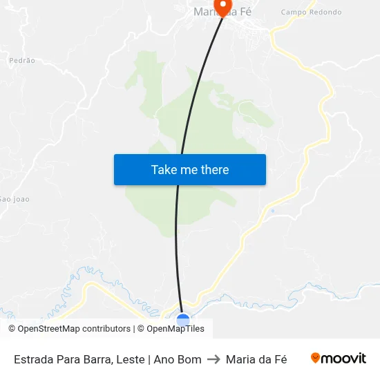 Estrada Para Barra, Leste | Ano Bom to Maria da Fé map