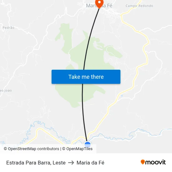 Estrada Para Barra, Leste to Maria da Fé map