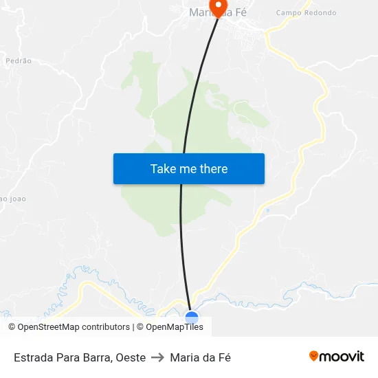 Estrada Para Barra, Oeste to Maria da Fé map