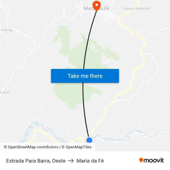 Estrada Para Barra, Oeste to Maria da Fé map