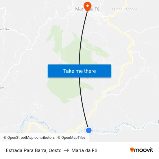 Estrada Para Barra, Oeste to Maria da Fé map