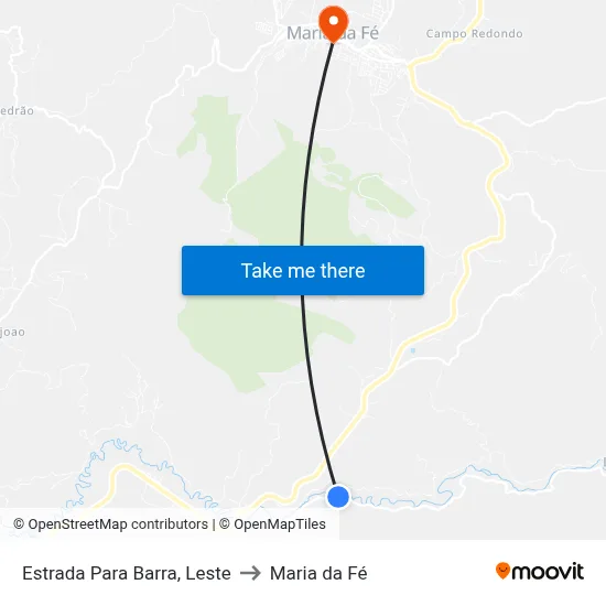 Estrada Para Barra, Leste to Maria da Fé map