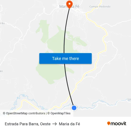 Estrada Para Barra, Oeste to Maria da Fé map