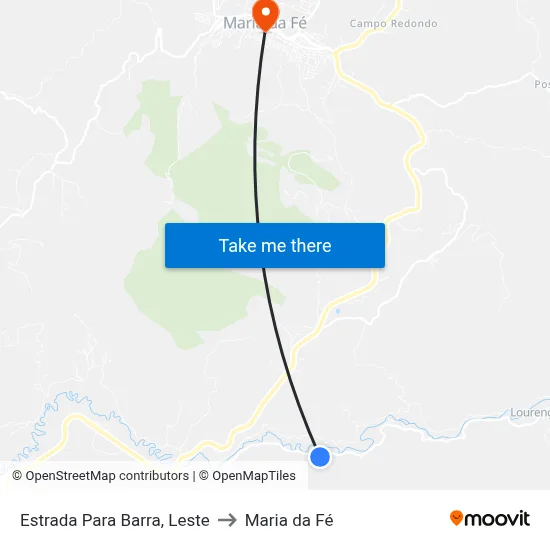 Estrada Para Barra, Leste to Maria da Fé map