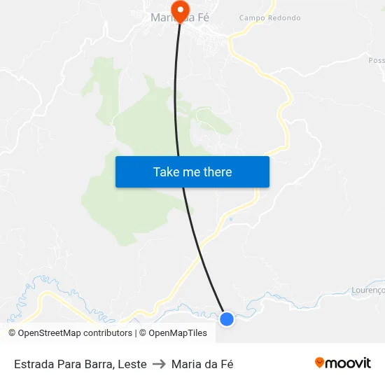 Estrada Para Barra, Leste to Maria da Fé map