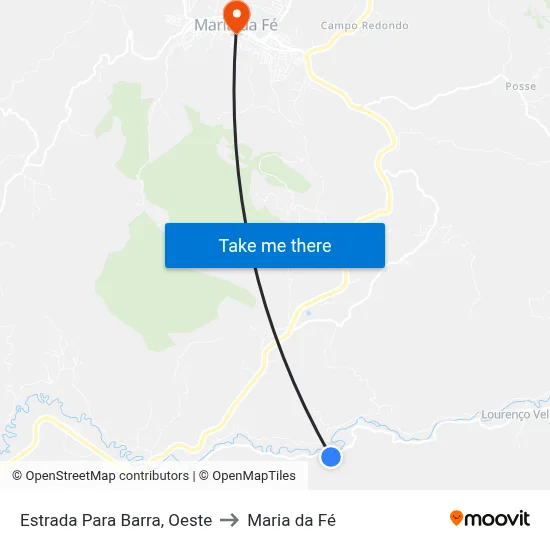 Estrada Para Barra, Oeste to Maria da Fé map