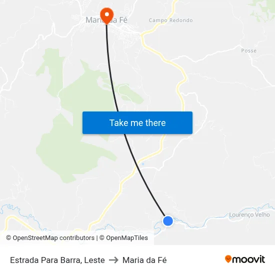 Estrada Para Barra, Leste to Maria da Fé map
