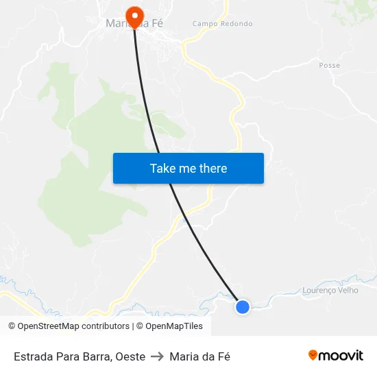Estrada Para Barra, Oeste to Maria da Fé map