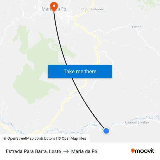 Estrada Para Barra, Leste to Maria da Fé map