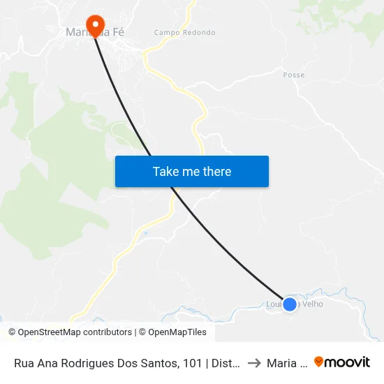 Rua Ana Rodrigues Dos Santos, 101 | Distrito De Lourenço Velho to Maria da Fé map