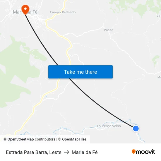 Estrada Para Barra, Leste to Maria da Fé map