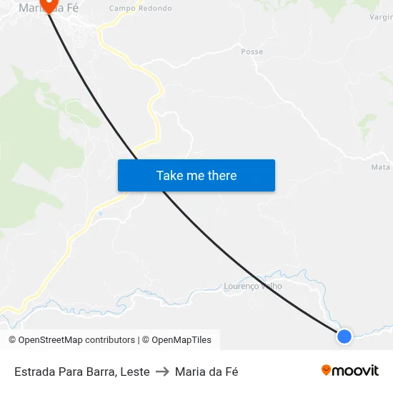Estrada Para Barra, Leste to Maria da Fé map