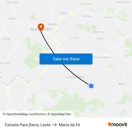 Estrada Para Barra, Leste to Maria da Fé map