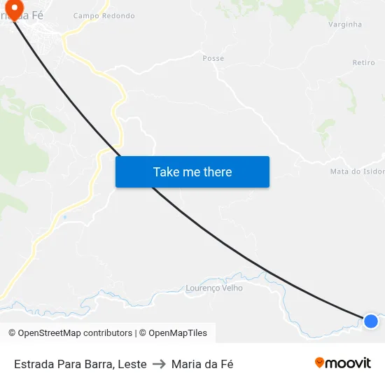 Estrada Para Barra, Leste to Maria da Fé map