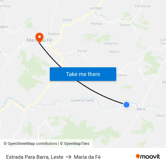 Estrada Para Barra, Leste to Maria da Fé map