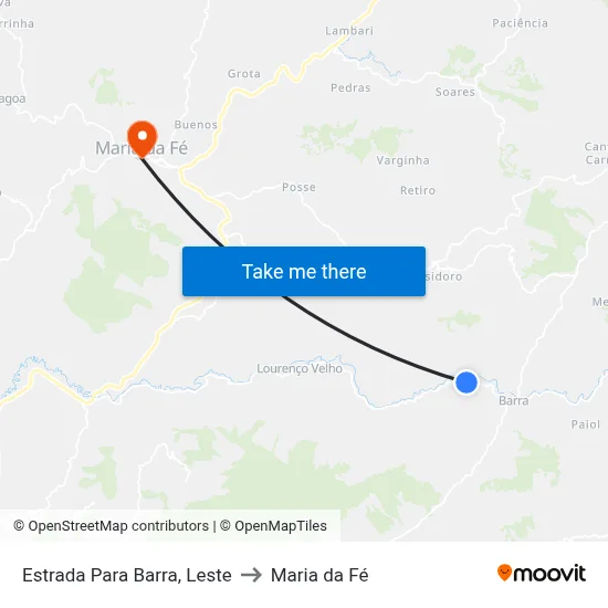 Estrada Para Barra, Leste to Maria da Fé map