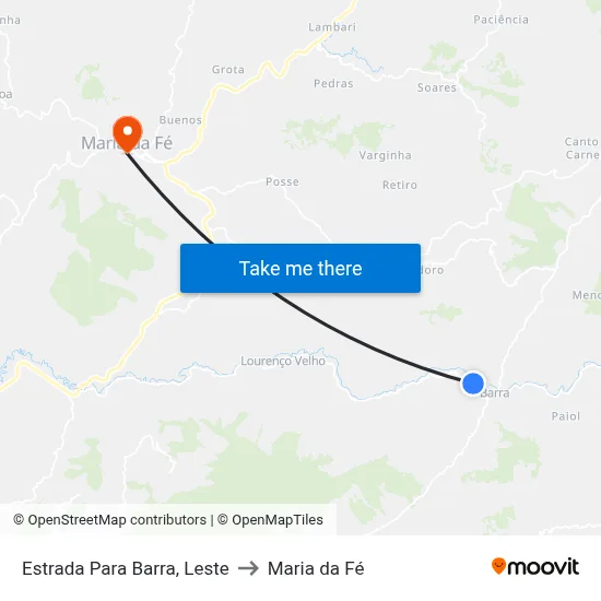 Estrada Para Barra, Leste to Maria da Fé map