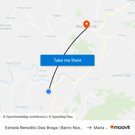 Estrada Benedito Dias Braga | Bairro Nossa Senhora Auxiliadora to Maria da Fé map