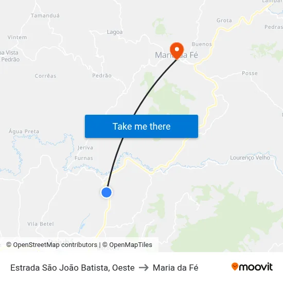 Estrada São João Batista, Oeste to Maria da Fé map