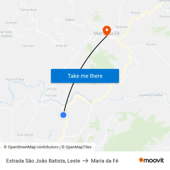 Estrada São João Batista, Leste to Maria da Fé map