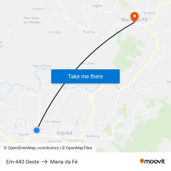 Em-443 Oeste to Maria da Fé map
