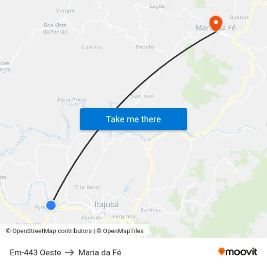 Em-443 Oeste to Maria da Fé map