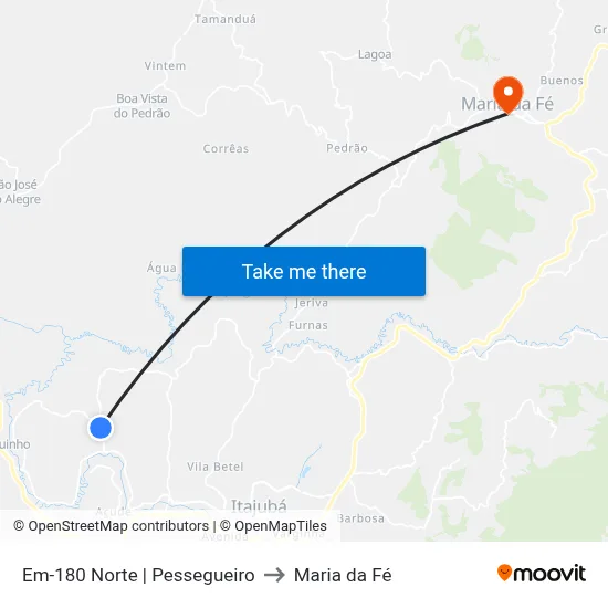 Em-180 Norte | Pessegueiro to Maria da Fé map